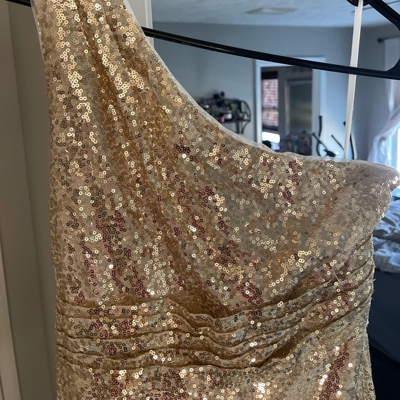 Champagne Sequin Bridesmaid Dress - Picture 4 of 7